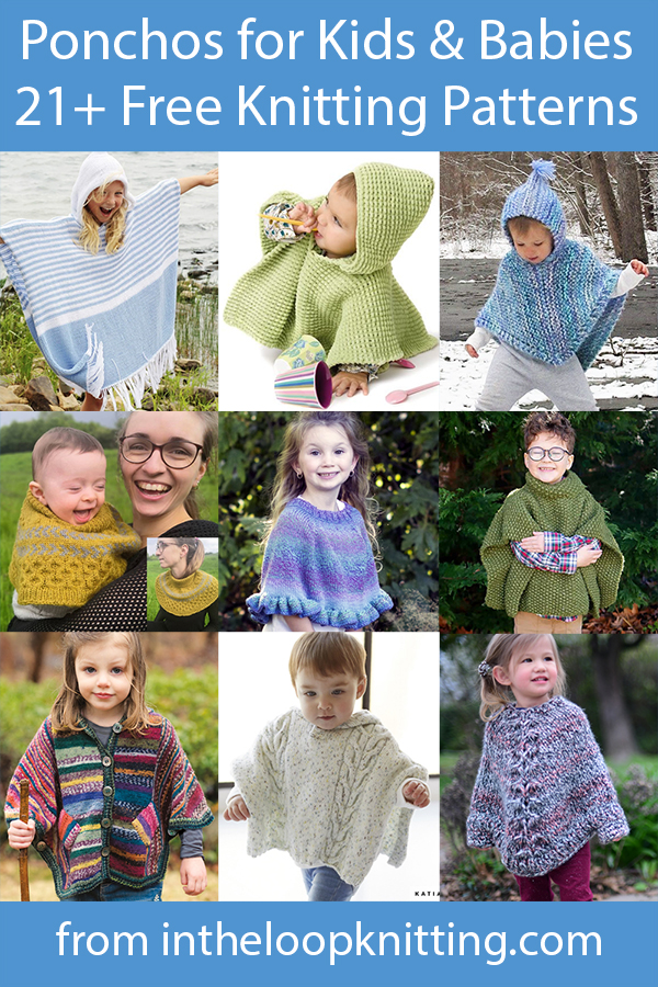 Free knitting patterns for baby and child sized ponchos.  Most patterns are free. Most patterns are free.